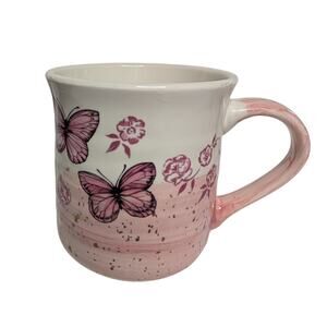 Sheffield Home Coffee Mugs, Floral Butterfly Speckled Ceramic Drinking Cup